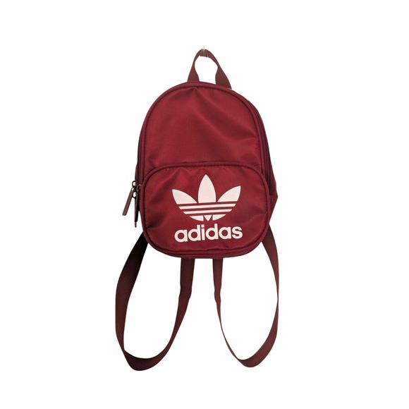 Adidas Backpack Mini Burgundy Red Trefoil Logo School Travel Bag - Picture 1 of 4